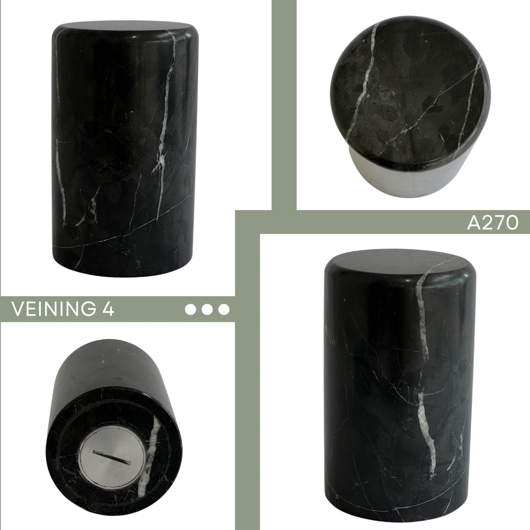Black Marble Stone Cremation Urn for Human Ashes, Ash container, Cremation vessel, Urn 150 cubic inches