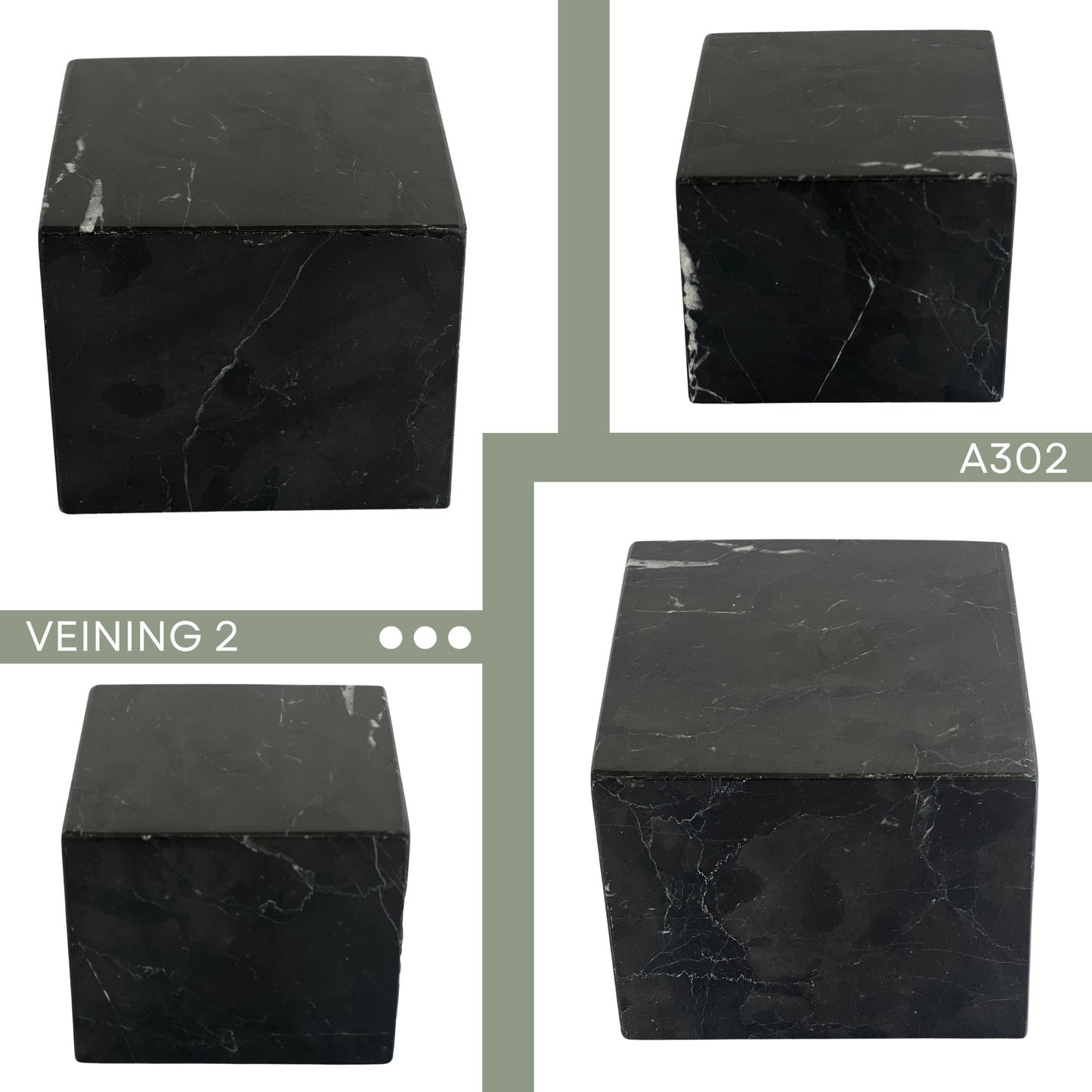 Black Marble Mini Urn - 40 cubic inches