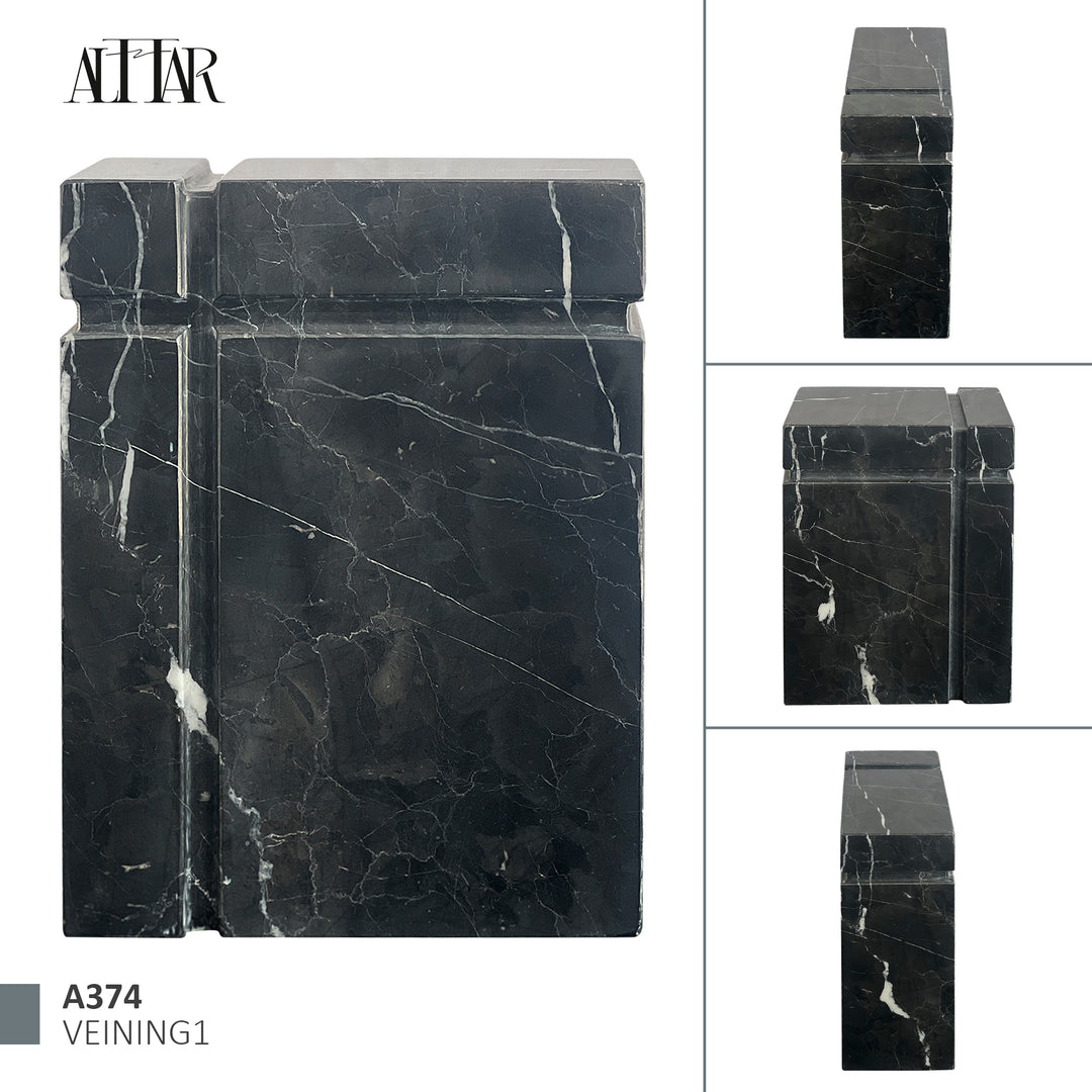 Black Marble Individual Urn for Ashes, Handcrafted Memorial Urn for Loved Ones, Timeless Natural Stone Urn.