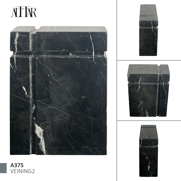 Black Marble Individual Urn for Ashes, Handcrafted Memorial Urn for Loved Ones, Timeless Natural Stone Urn.