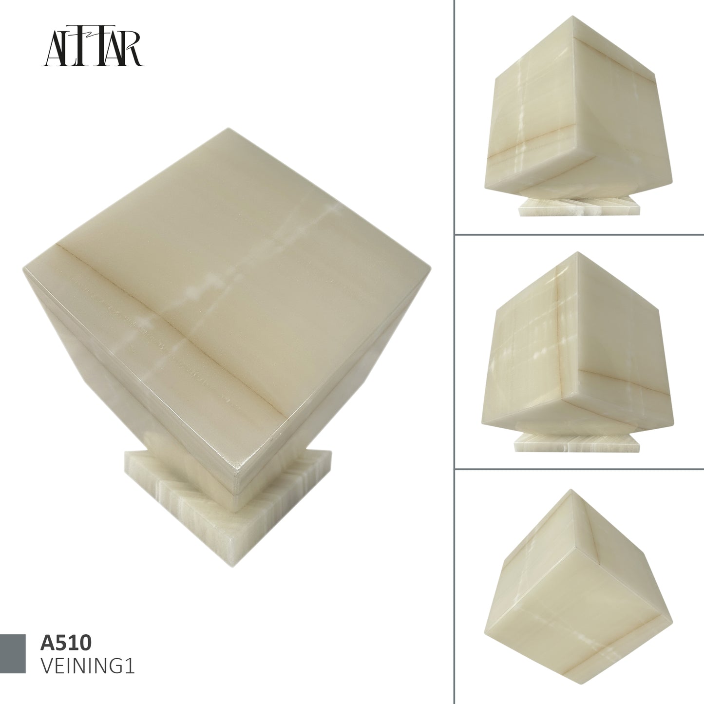 Natural White and Beige Onyx Stone Individual Urn - 280 cubic inches