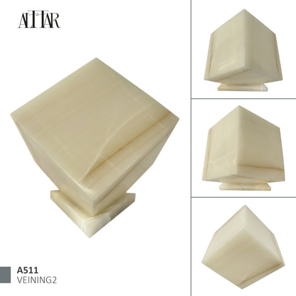 Natural White and Beige Onyx Stone Individual Urn - 280 cubic inches