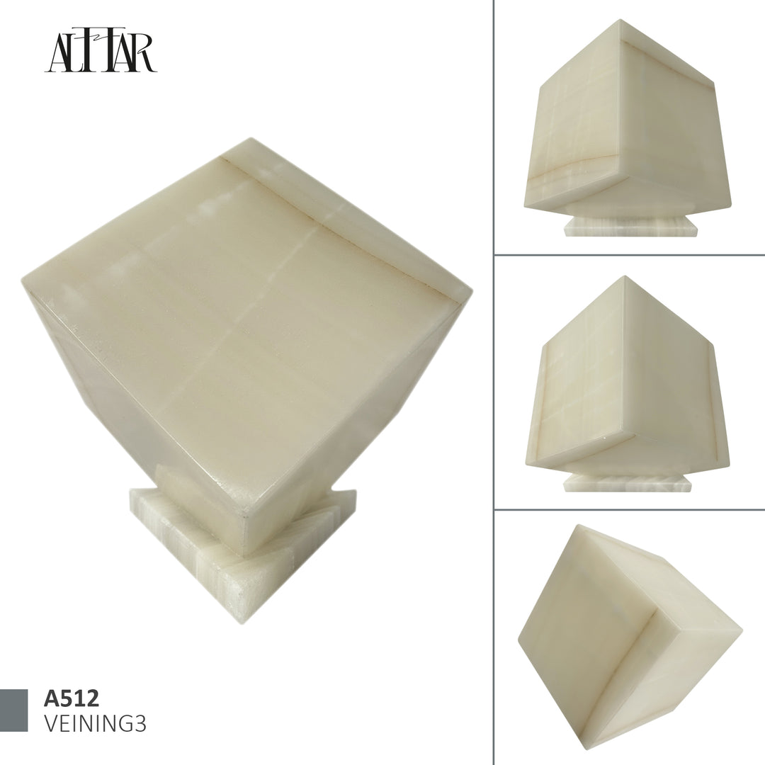 Natural White and Beige Onyx Stone Individual Urn