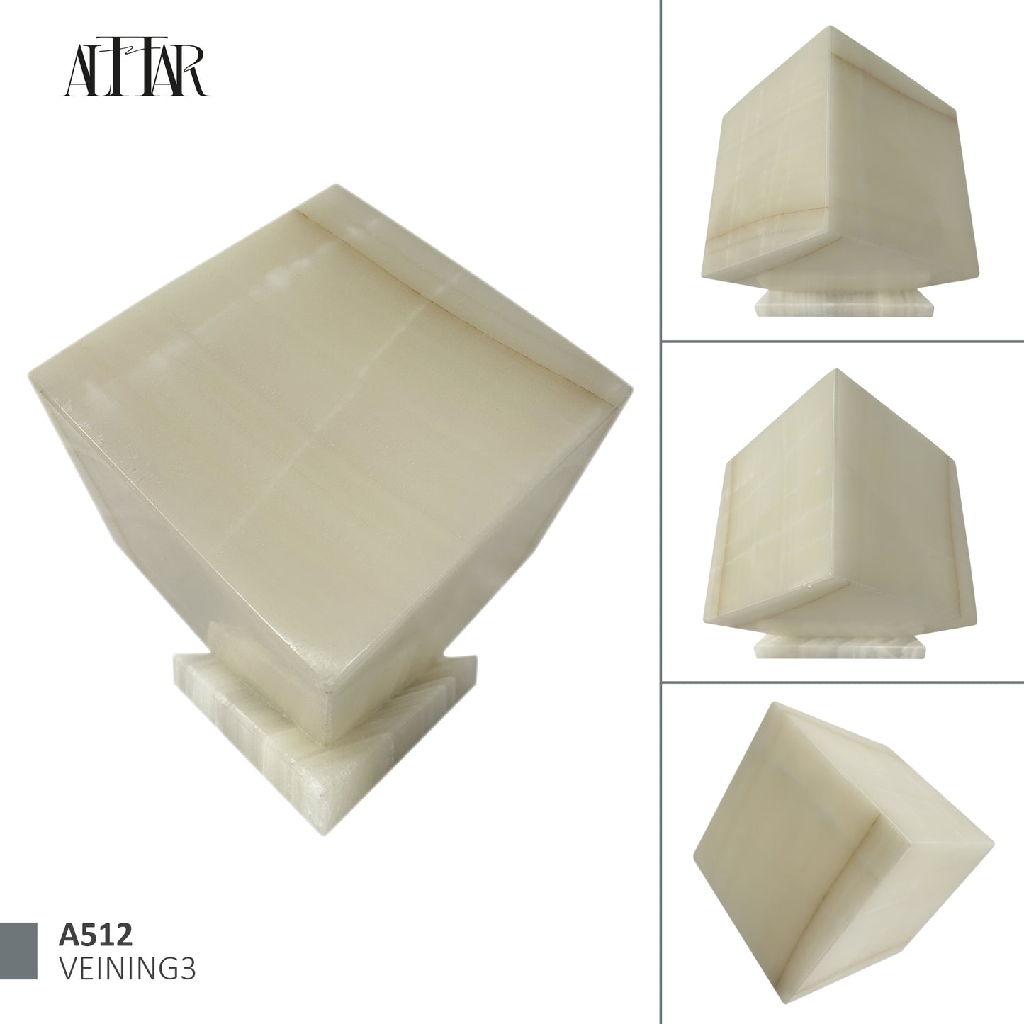 Natural White and Beige Onyx Stone Individual Urn - 280 cubic inches