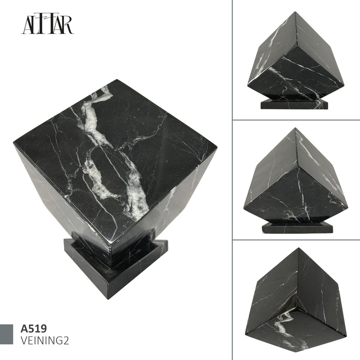 Natural Black Marble Stone Individual Urn - 280 cubic inches