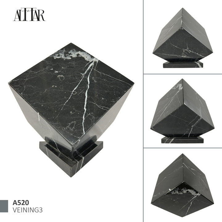 Natural Black Marble Stone Individual Urn - 280 cubic inches