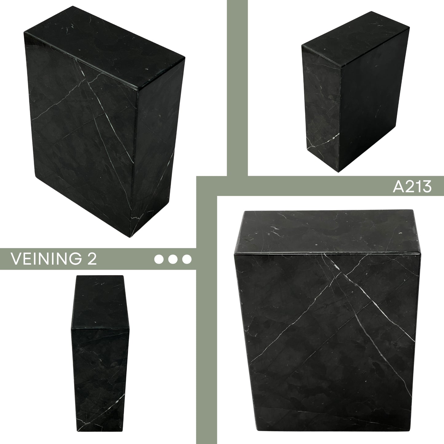 Black Marble Individual Urn - 200 cubic inches