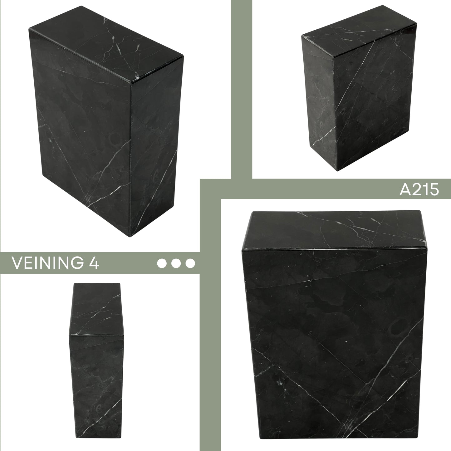 Black Marble Individual Urn - 200 cubic inches