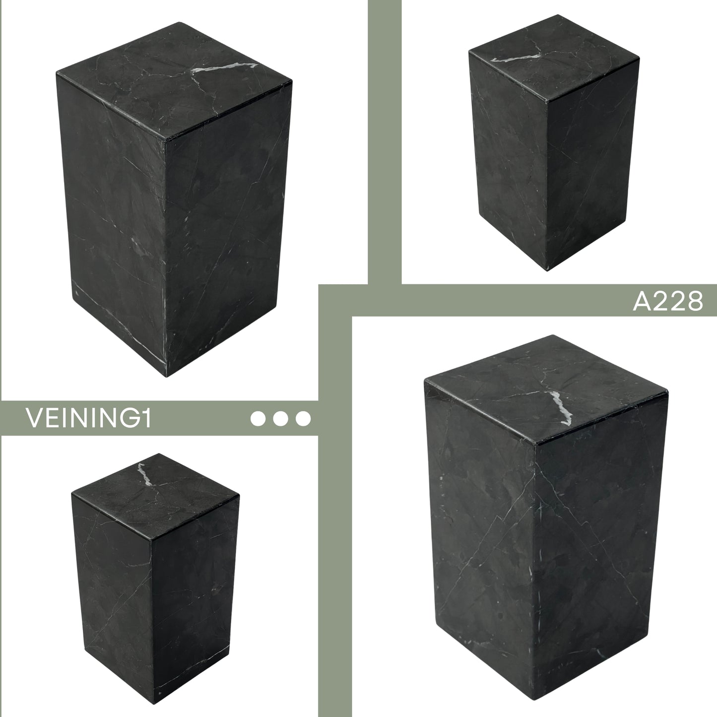 Black Marble Individual Urn - 180 cubic inches