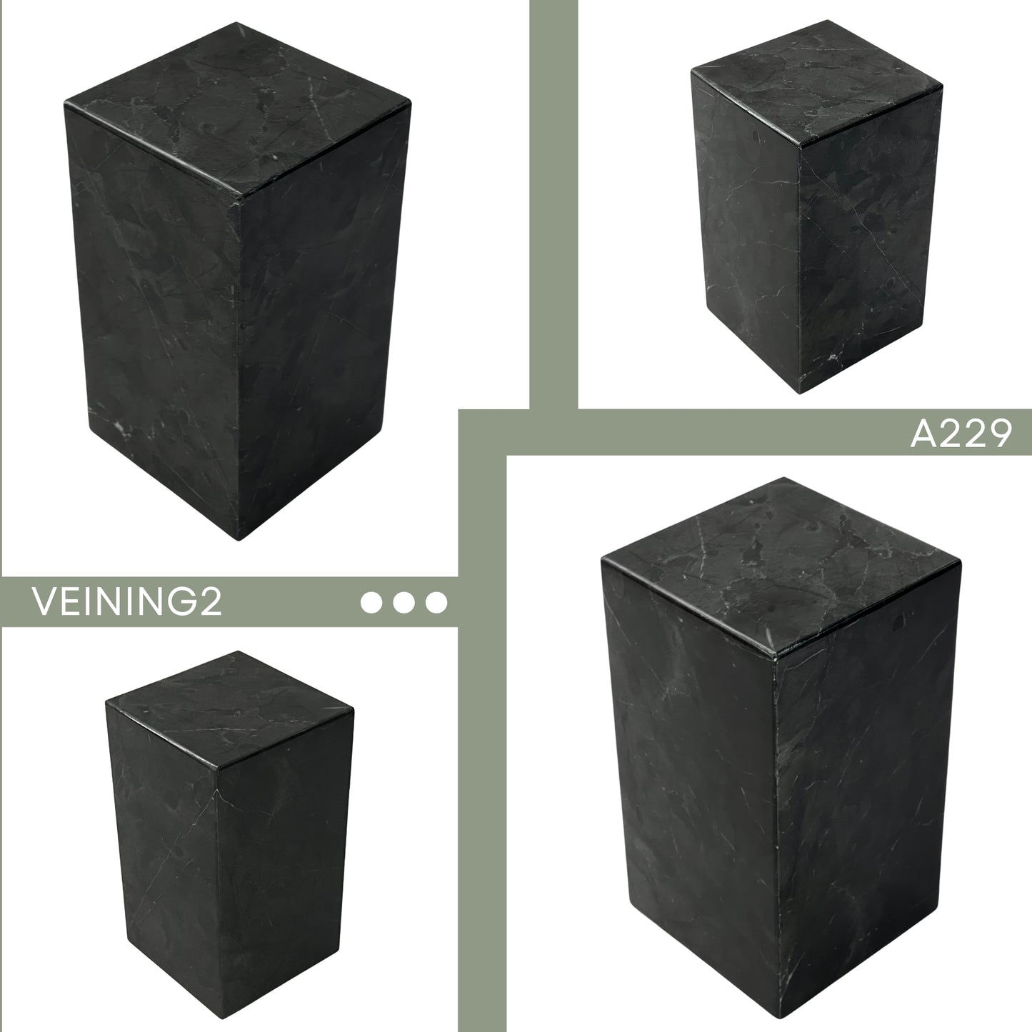 Black Marble Individual Urn - 180 cubic inches