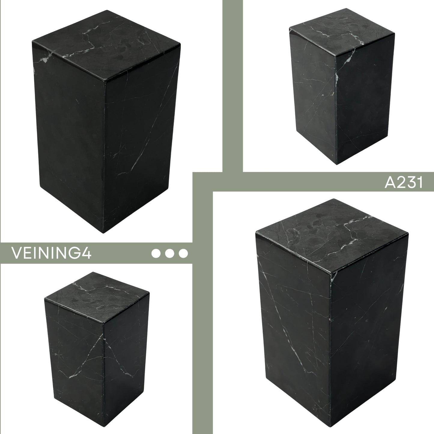 Black Marble Individual Urn - 180 cubic inches