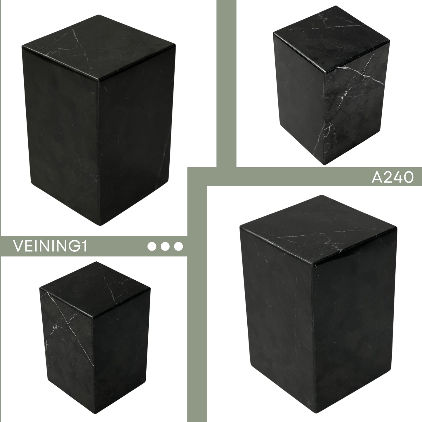 Black Marble Individual Urn - 120 cubic inches