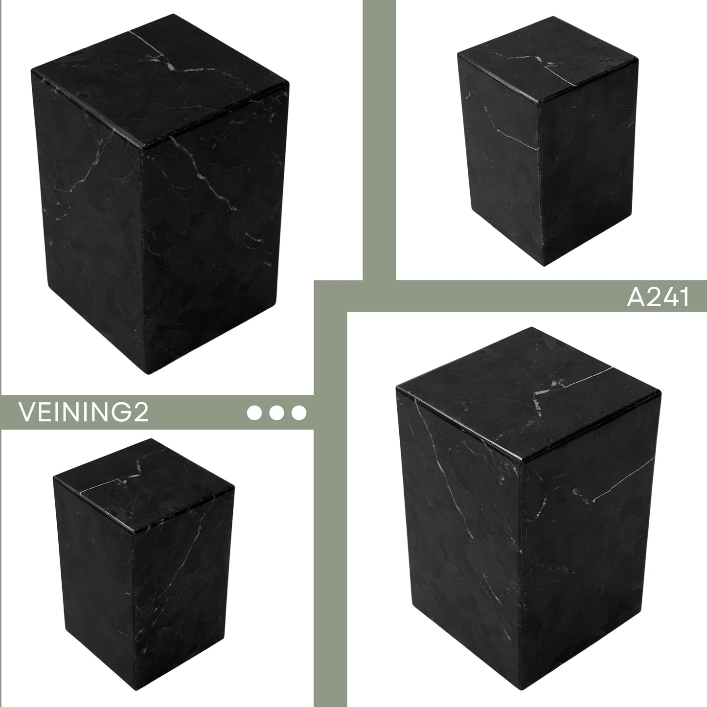 Black Marble Individual Urn - 120 cubic inches