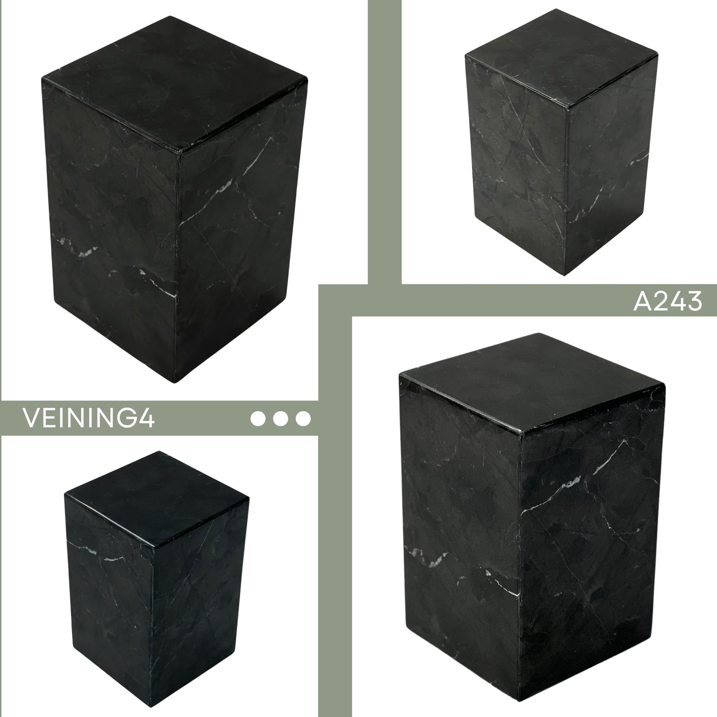 Black Marble Individual Urn - 120 cubic inches