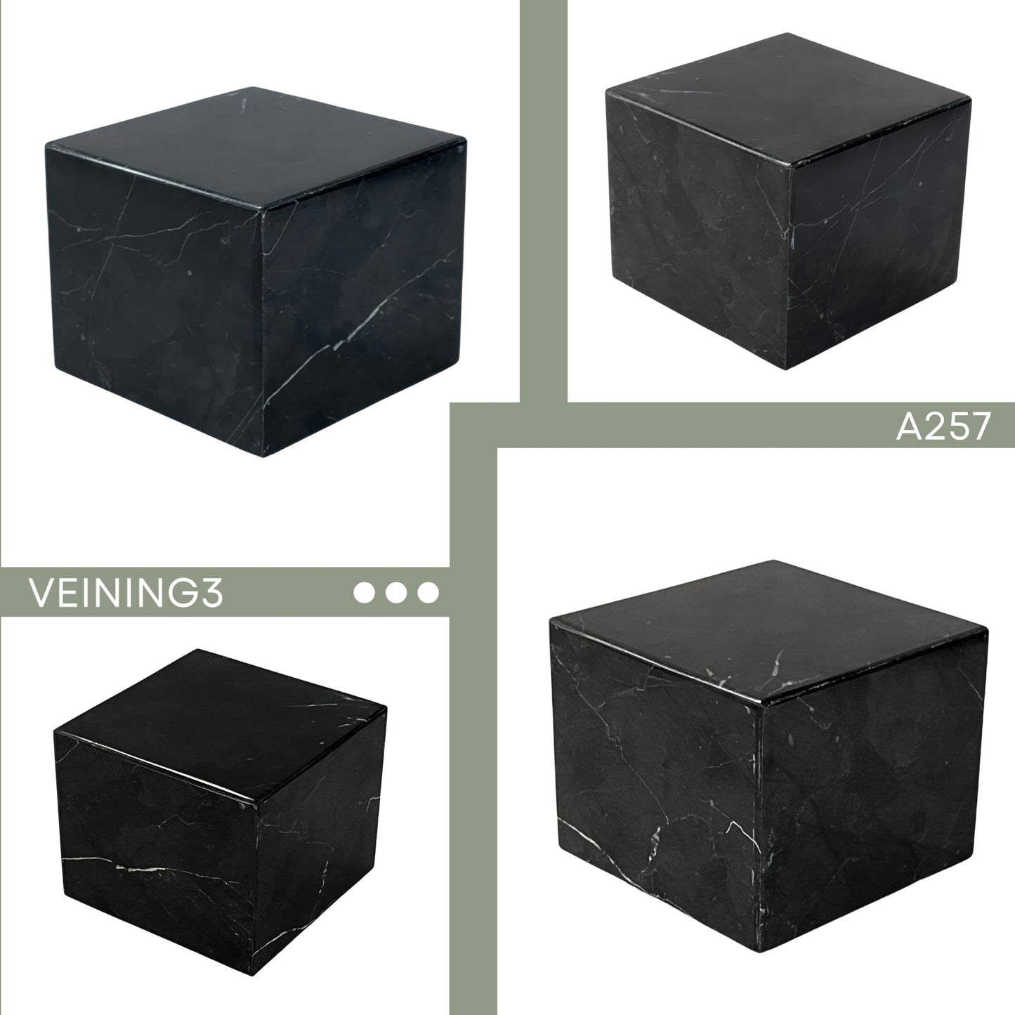 Black Marble Mini Urn - 40 cubic inches