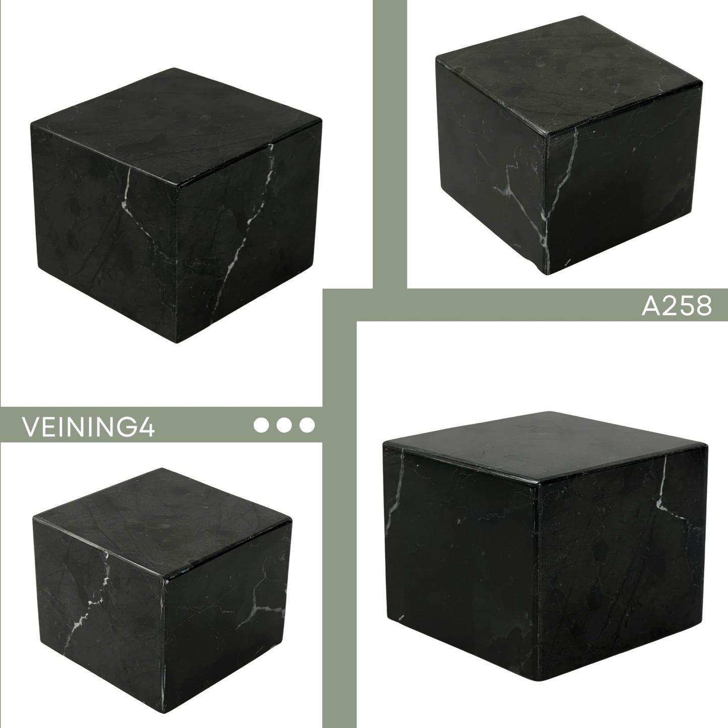 Black Marble Mini Urn - 40 cubic inches