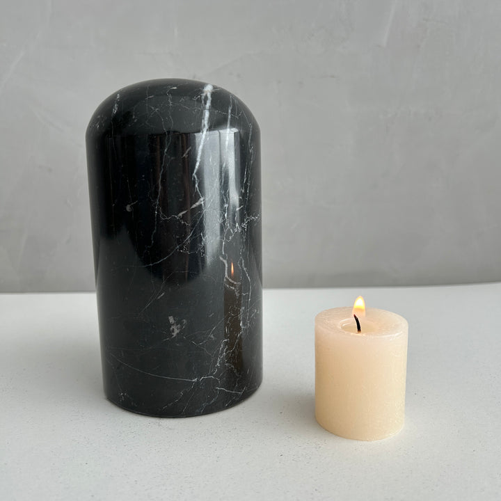 Black Marble Stone Cremation Urn for Human or Pet Ashes, Ash container, Cremation vessel, Urn 25 cubic inches, Keepsake urn