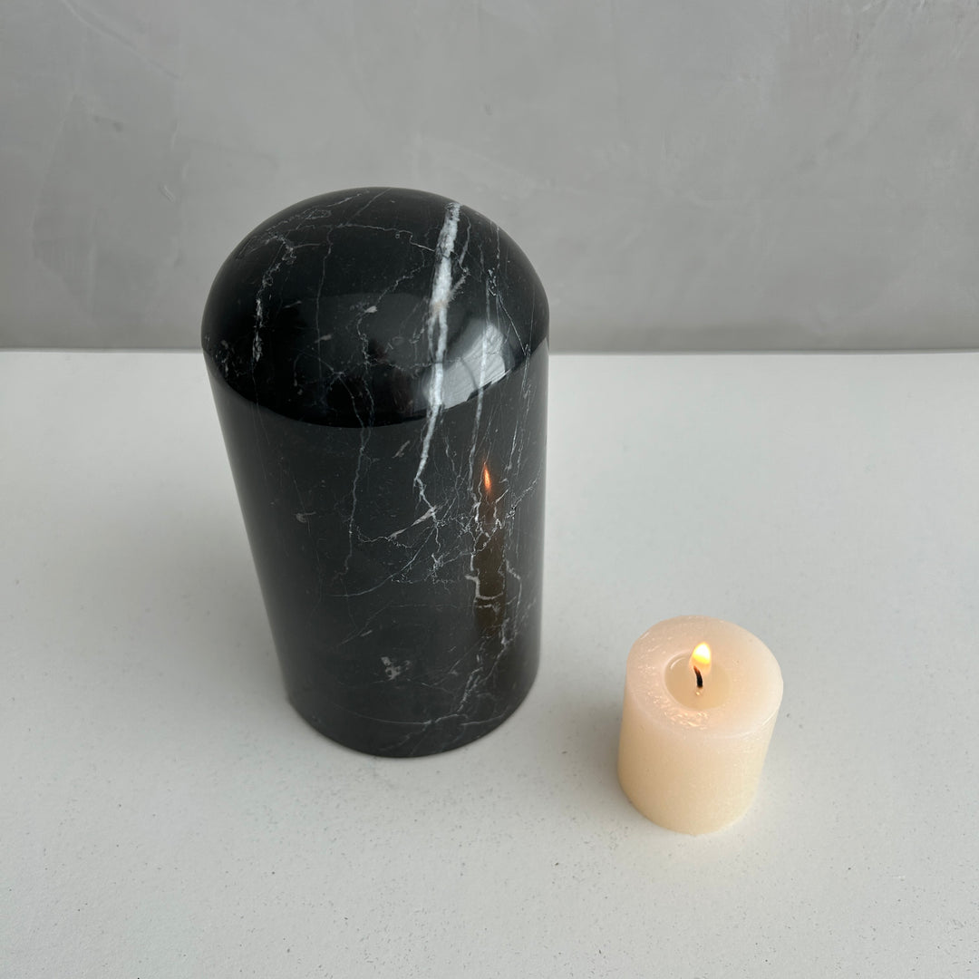 Black Marble Stone Cremation Urn for Human or Pet Ashes, Ash container, Cremation vessel, Urn 25 cubic inches, Keepsake urn