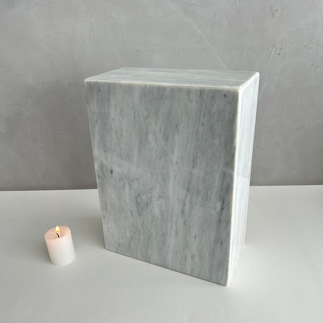 White Marble Urn - 200 cubic inches