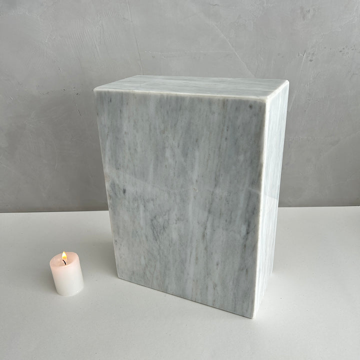 White Marble Urn - 200 cubic inches