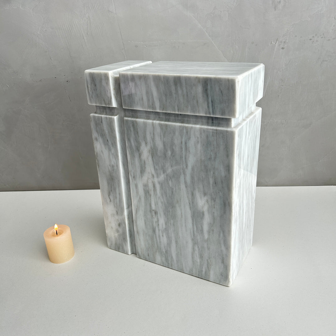 Beautiful White Marble Cremation Urn for Human or pet Ashes, Ash container, Cremation vessel