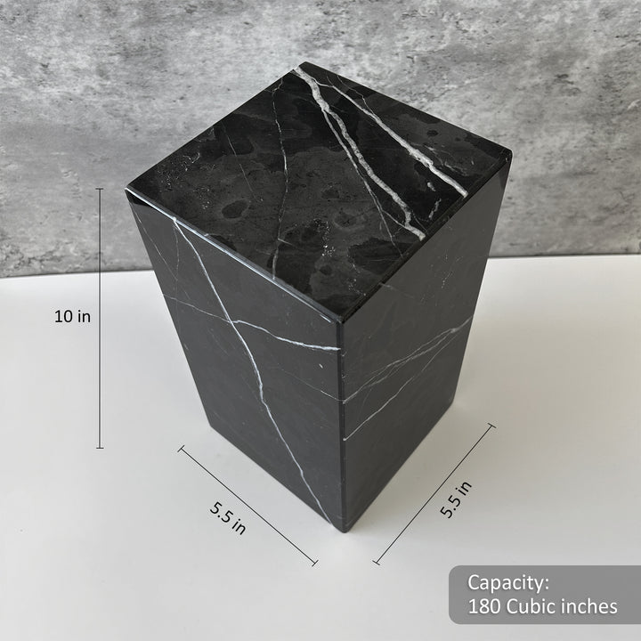 Natural Black Marble Urn, Hand-Carved Memorial Individual Urn for Ashes, Unique Funeral Urn, Handcrafted Funeral, Natural Marble Stone Urn.