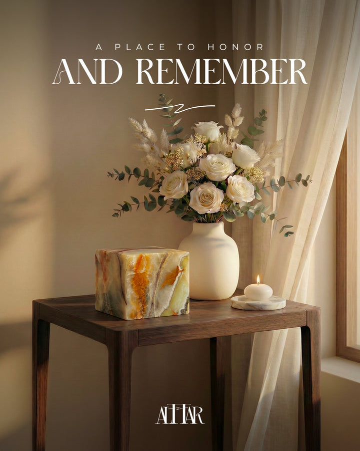 Hand-Carved Onyx Funeral Urn: Natural Stone Memorial Keepsake