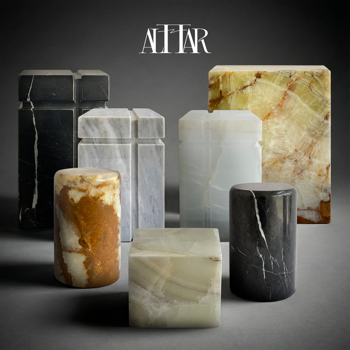 Hand-Carved White Onyx Memorial Urn: Small Natural Stone Keepsake