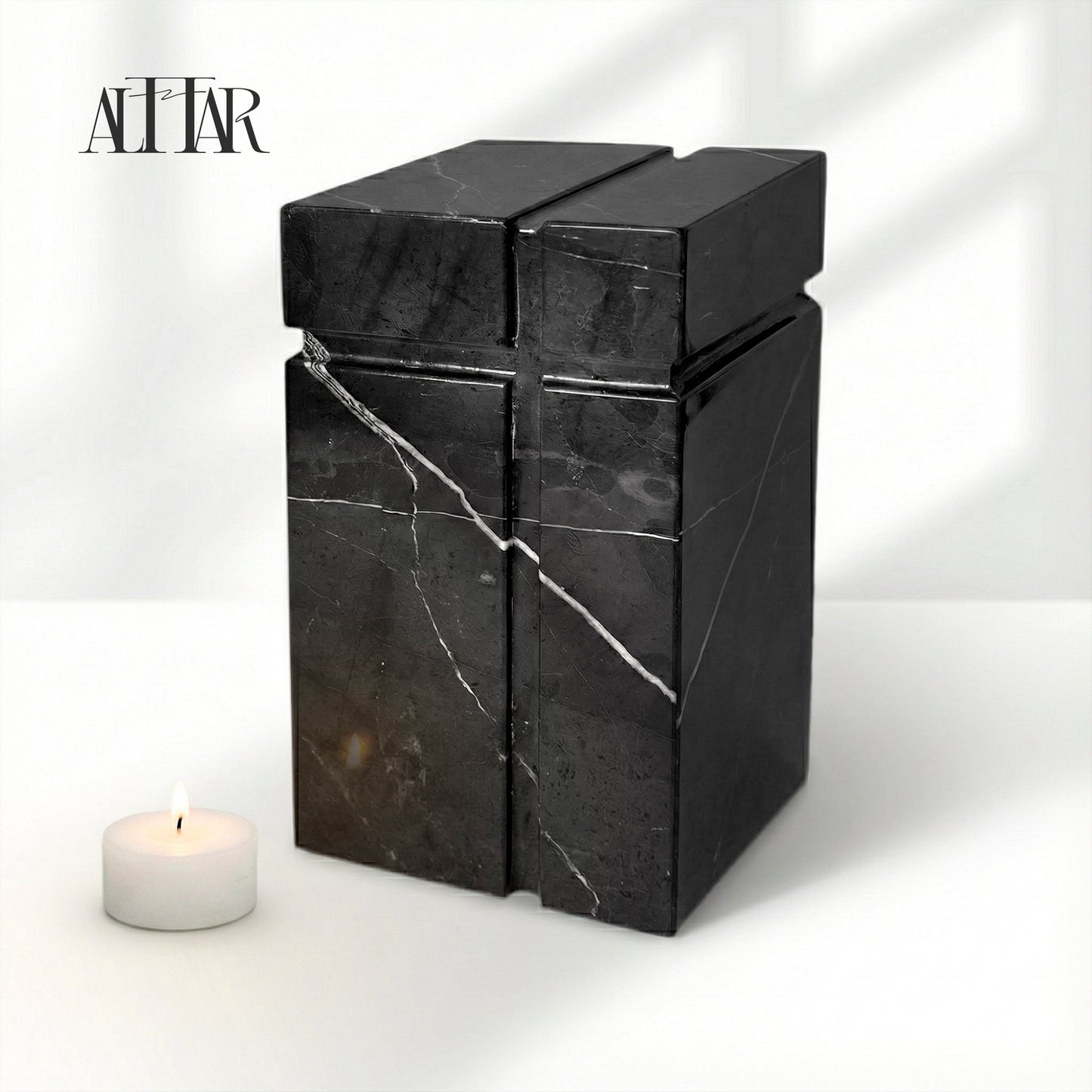 Natural Black Marble Urn, Hand-Carved Memorial Individual Urn for Ashes, Unique Funeral Urn, Handcrafted Funeral, Natural Marble Stone Urn.