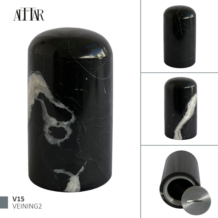 Black Marble Stone Cremation Urn for Human or Pet Ashes, Ash container, Cremation vessel, Urn 25 cubic inches, Keepsake urn