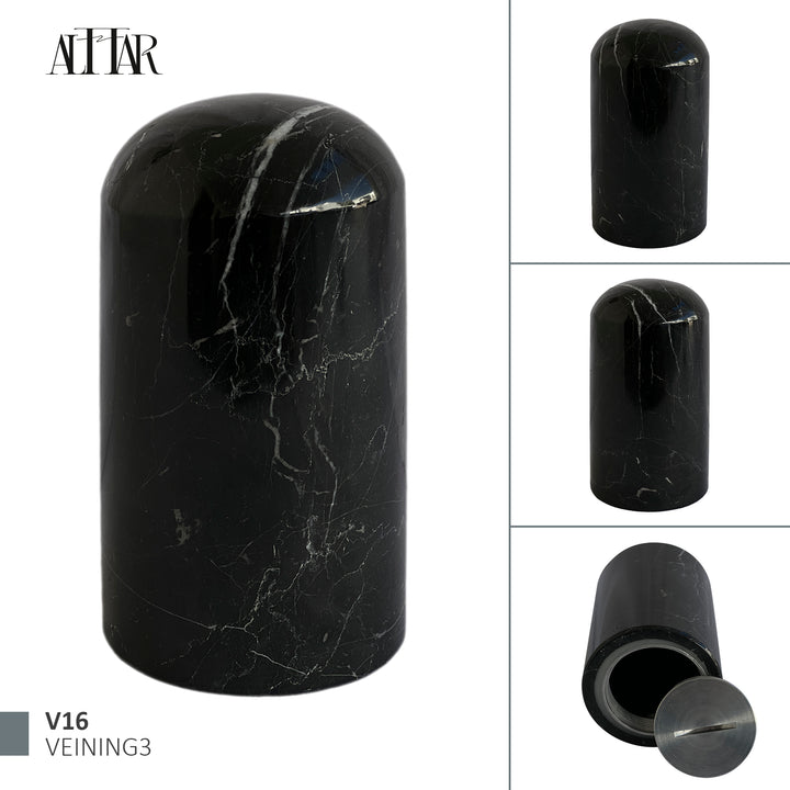 Black Marble Stone Cremation Urn for Human or Pet Ashes, Ash container, Cremation vessel, Urn 25 cubic inches, Keepsake urn