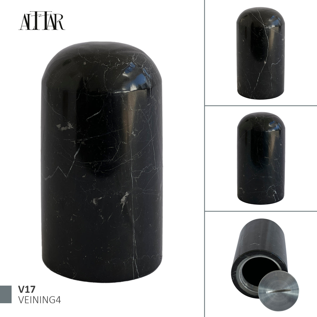 Black Marble Stone Cremation Urn for Human or Pet Ashes, Ash container, Cremation vessel, Urn 25 cubic inches, Keepsake urn
