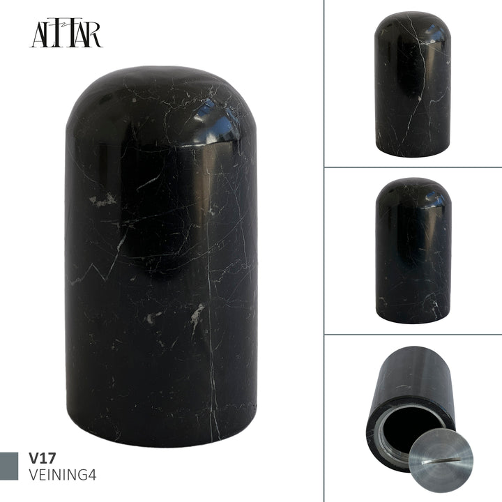 Black Marble Stone Cremation Urn for Human or Pet Ashes, Ash container, Cremation vessel, Urn 25 cubic inches, Keepsake urn