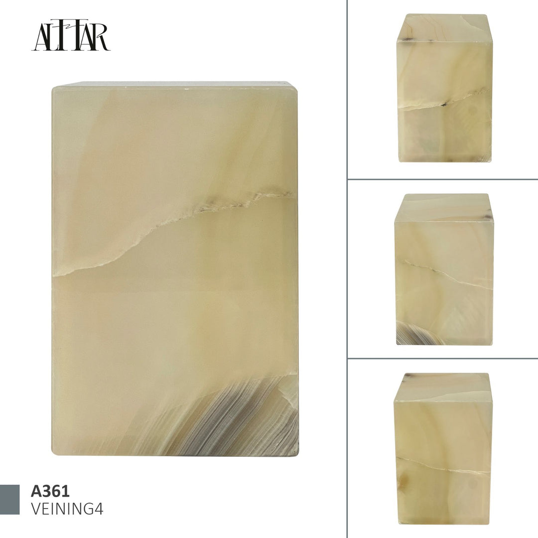 Hand-Carved White/Green Onyx Cremation Urn: 120 Cubic Inches