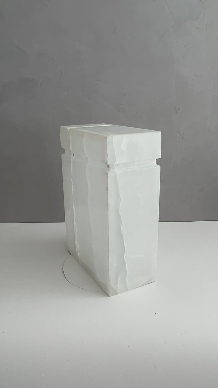 White Onyx Individual Urn, beautiful ash container, natural stone urn for human Ashes, unique white urn for loved ones, onyx stone container