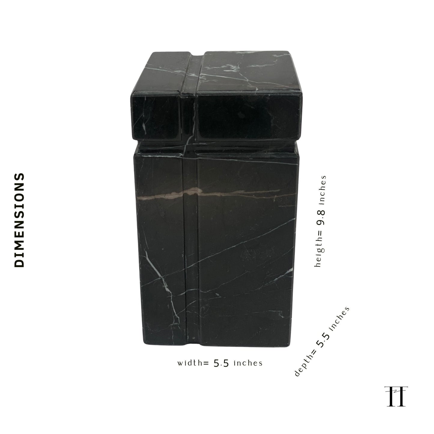 Black Marble Urn - 175 cubic inches